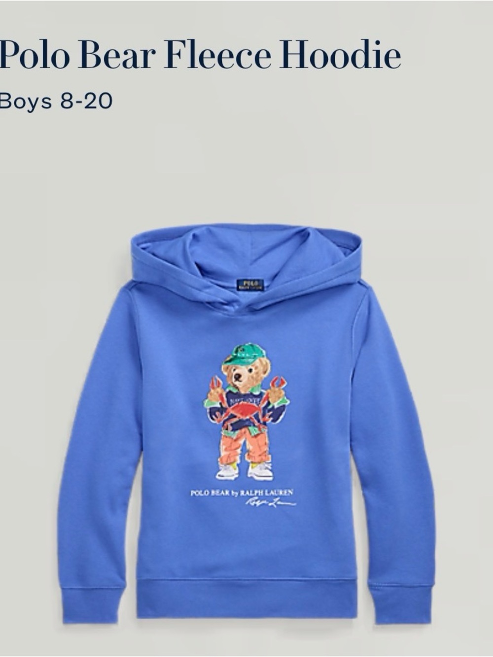 Ralph Lauren Polo Bear Fleece Hoodie in Periwinkle Blue